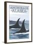 Orca Whales No.1, Anchorage, Alaska-Lantern Press-Framed Art Print