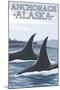 Orca Whales No.1, Anchorage, Alaska-Lantern Press-Mounted Art Print