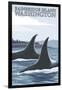 Orca Whales No.1, Bainbridge Island, Washington-Lantern Press-Framed Art Print