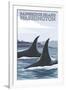 Orca Whales No.1, Bainbridge Island, Washington-Lantern Press-Framed Art Print