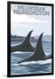 Orca Whales No.1, Bellingham, Washington-Lantern Press-Framed Premium Giclee Print