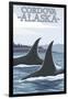 Orca Whales No.1, Cordova, Alaska-Lantern Press-Framed Premium Giclee Print