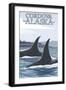 Orca Whales No.1, Cordova, Alaska-Lantern Press-Framed Art Print