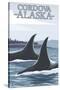 Orca Whales No.1, Cordova, Alaska-Lantern Press-Stretched Canvas