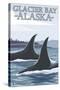 Orca Whales No.1, Glacier Bay, Alaska-Lantern Press-Stretched Canvas