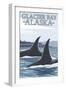 Orca Whales No.1, Glacier Bay, Alaska-Lantern Press-Framed Art Print