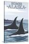 Orca Whales No.1, Homer, Alaska-Lantern Press-Stretched Canvas