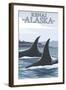 Orca Whales No.1, Kenai, Alaska-Lantern Press-Framed Art Print