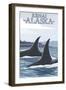 Orca Whales No.1, Kenai, Alaska-Lantern Press-Framed Art Print