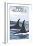 Orca Whales No.1, Kenai, Alaska-Lantern Press-Framed Art Print