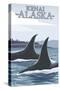 Orca Whales No.1, Kenai, Alaska-Lantern Press-Stretched Canvas