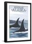 Orca Whales No.1, Kodiak, Alaska-Lantern Press-Framed Art Print