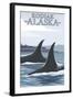 Orca Whales No.1, Kodiak, Alaska-Lantern Press-Framed Art Print