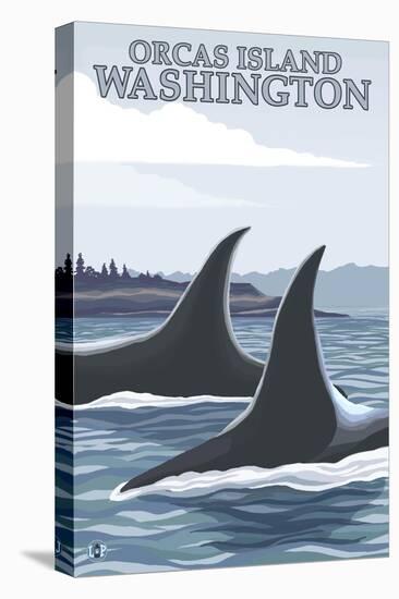 Orca Whales No.1, Orcas Island, Washington-Lantern Press-Stretched Canvas