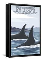 Orca Whales No.1, Petersburg, Alaska-Lantern Press-Framed Stretched Canvas