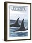 Orca Whales No.1, Petersburg, Alaska-Lantern Press-Framed Art Print