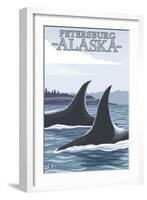 Orca Whales No.1, Petersburg, Alaska-Lantern Press-Framed Art Print