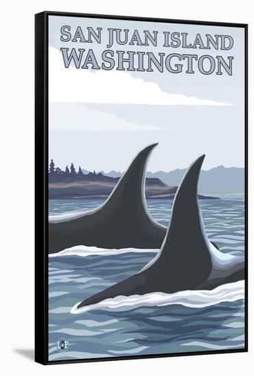 Orca Whales No.1, San Juan Island, Washington-Lantern Press-Framed Stretched Canvas