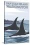 Orca Whales No.1, San Juan Island, Washington-Lantern Press-Stretched Canvas