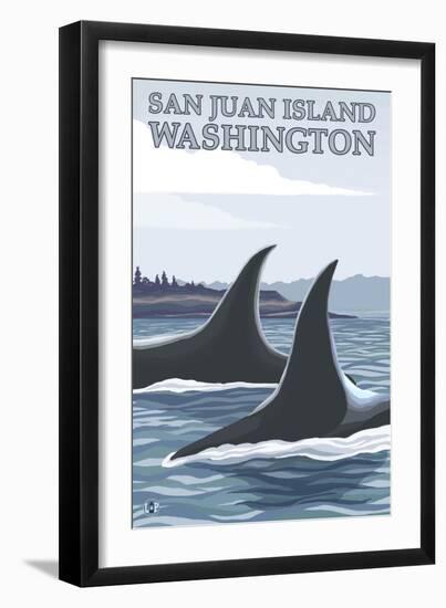 Orca Whales No.1, San Juan Island, Washington-Lantern Press-Framed Art Print