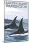 Orca Whales No.1, San Juan Island, Washington-Lantern Press-Mounted Art Print