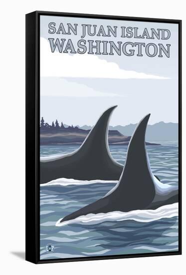 Orca Whales No.1, San Juan Island, Washington-Lantern Press-Framed Stretched Canvas
