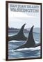 Orca Whales No.1, San Juan Island, Washington-Lantern Press-Framed Art Print