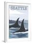 Orca Whales No.1, Seattle, Washington-Lantern Press-Framed Art Print