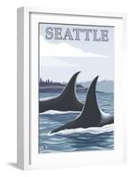 Orca Whales No.1, Seattle, Washington-Lantern Press-Framed Art Print