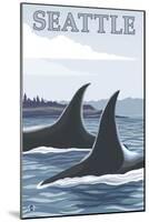 Orca Whales No.1, Seattle, Washington-Lantern Press-Mounted Art Print