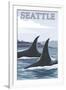 Orca Whales No.1, Seattle, Washington-Lantern Press-Framed Art Print