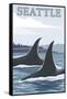 Orca Whales No.1, Seattle, Washington-Lantern Press-Framed Stretched Canvas