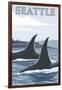 Orca Whales No.1, Seattle, Washington-Lantern Press-Framed Art Print