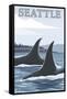 Orca Whales No.1, Seattle, Washington-Lantern Press-Framed Stretched Canvas