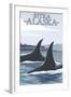 Orca Whales No.1, Sitka, Alaska-Lantern Press-Framed Art Print