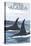 Orca Whales No.1, Sitka, Alaska-Lantern Press-Stretched Canvas