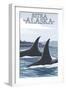 Orca Whales No.1, Sitka, Alaska-Lantern Press-Framed Art Print