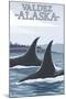 Orca Whales No.1, Valdez, Alaska-Lantern Press-Mounted Art Print