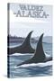 Orca Whales No.1, Valdez, Alaska-Lantern Press-Stretched Canvas