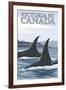 Orca Whales No.1, Victoria, BC Canada-Lantern Press-Framed Art Print