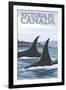 Orca Whales No.1, Victoria, BC Canada-Lantern Press-Framed Art Print