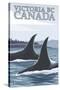 Orca Whales No.1, Victoria, BC Canada-Lantern Press-Stretched Canvas