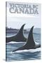 Orca Whales No.1, Victoria, BC Canada-Lantern Press-Stretched Canvas