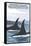 Orca Whales No.1, Whidbey, Washington-Lantern Press-Framed Stretched Canvas