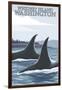 Orca Whales No.1, Whidbey, Washington-Lantern Press-Framed Art Print