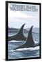 Orca Whales No.1, Whidbey, Washington-Lantern Press-Framed Art Print