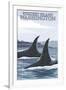 Orca Whales No.1, Whidbey, Washington-Lantern Press-Framed Art Print