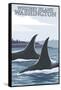 Orca Whales No.1, Whidbey, Washington-Lantern Press-Framed Stretched Canvas