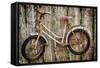 Orcas Island, Old Bicycle Hanging on Fence-Mark Williford-Framed Stretched Canvas