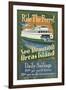 Orcas Island, Washington - Ferry Ride-Lantern Press-Framed Art Print